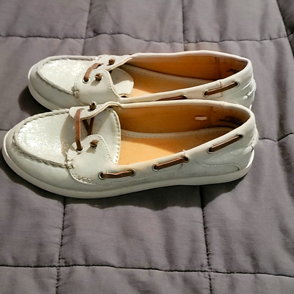 Old Navy Slip On Silver Gray Boat Shoes